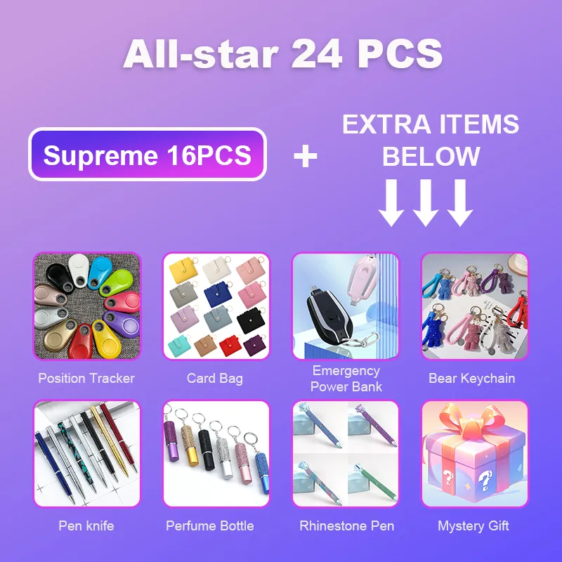 Customizable women's self-defense keychain collection with 12-24 pieces. Ideal for college safety, personal protection, and emergency defense with stylish design options.